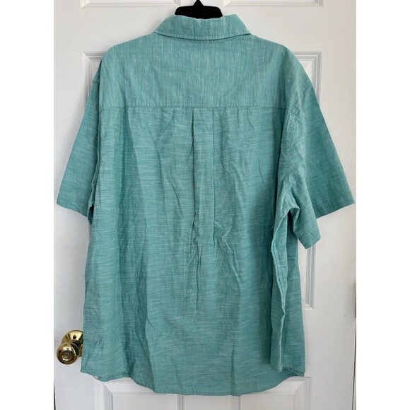 CHAPS MEN'S TOPS GREEN BUTTON DOWN SHORT SLEEVE COLLARED CASUAL TROPICAL 2X - Picture 5 of 8